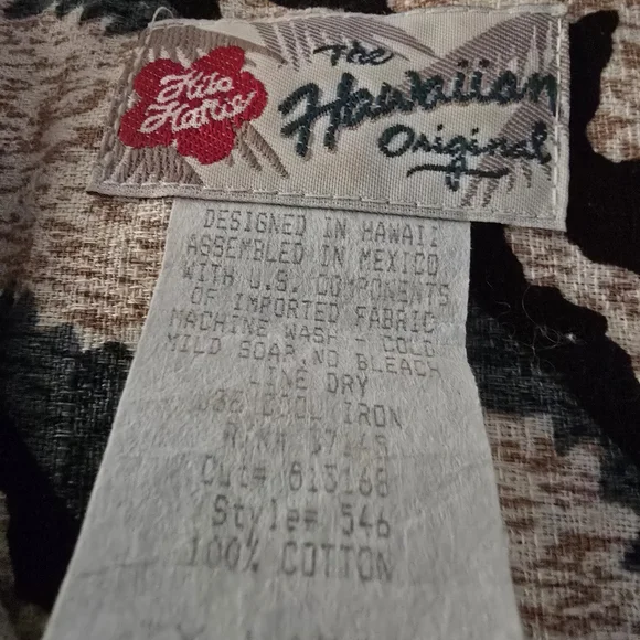 Hilo Hattie Hawaiian Original Men's Casual Button Down Shirt - Black and Brown - Picture 3 of 3